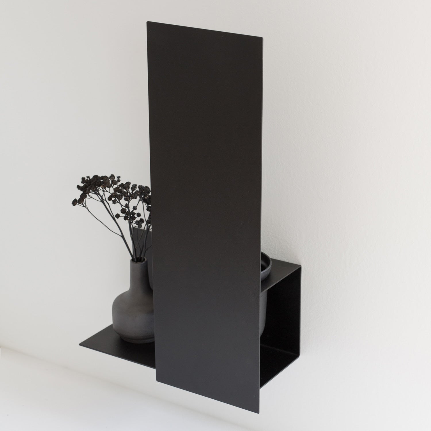 black toilet brush holder with shelf