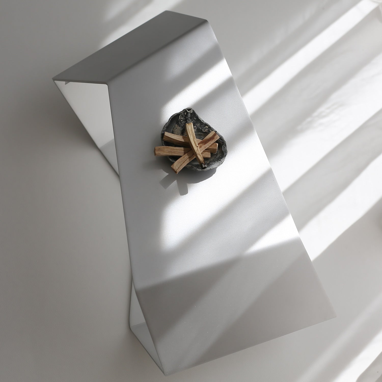 Top view of RAW finish metal coffee table in minimalist style