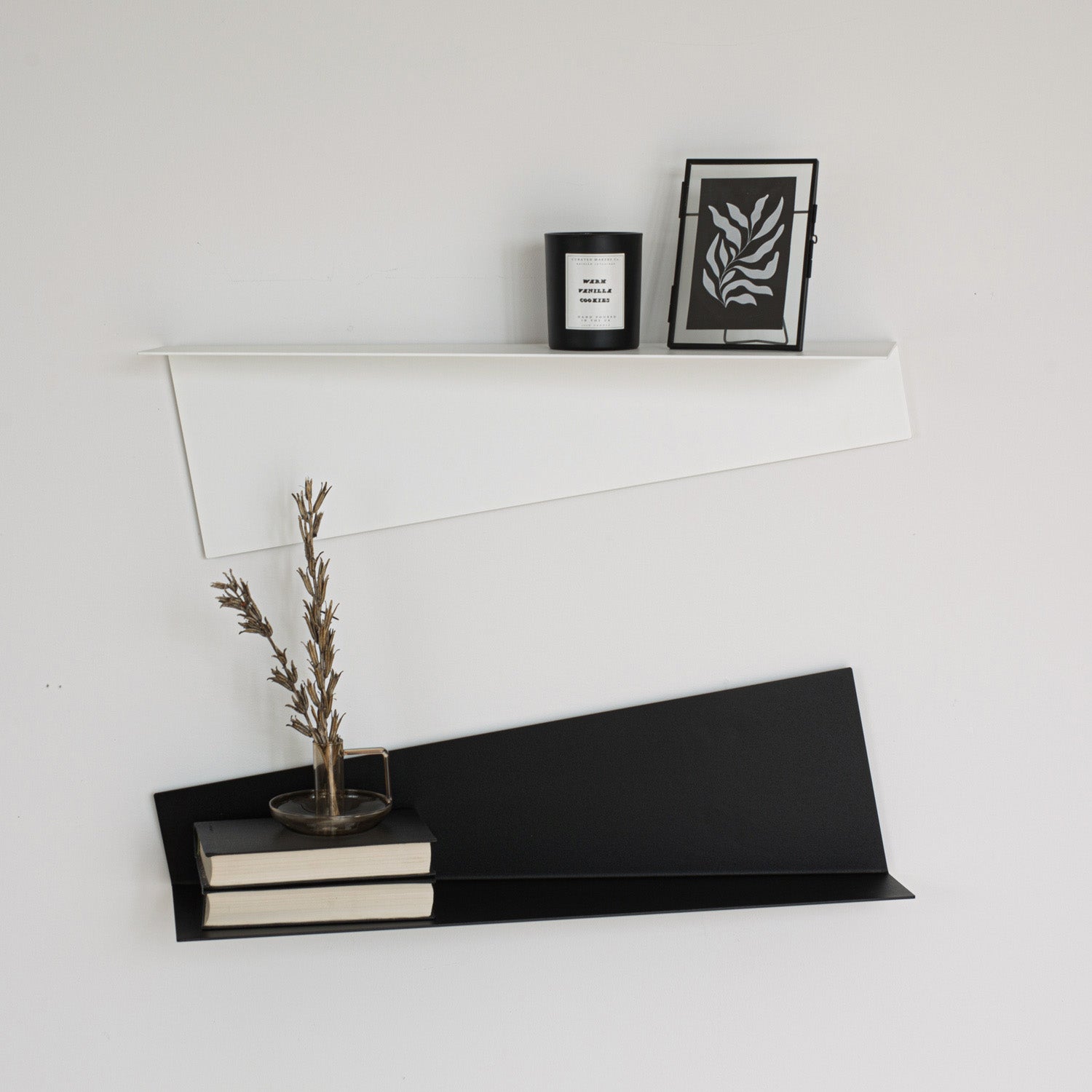 triangle shaped wall shelves without visible screws 